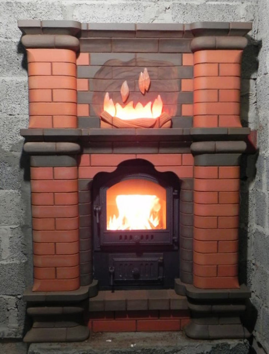 Печь для русской бани № 06 в облицовке кирпичом